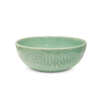 Turquoise Embossed Serving Bowl-L Set of 2