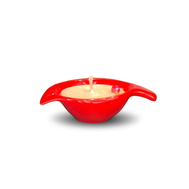 Leaf Shaped Ceramic Candle Holder with Candles