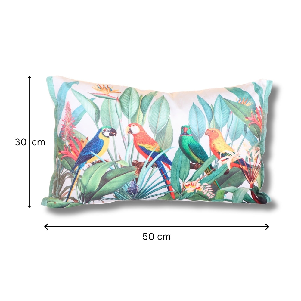 Printed Polyvelvet Rainforest Parade Cushion Cover 50x30 cm