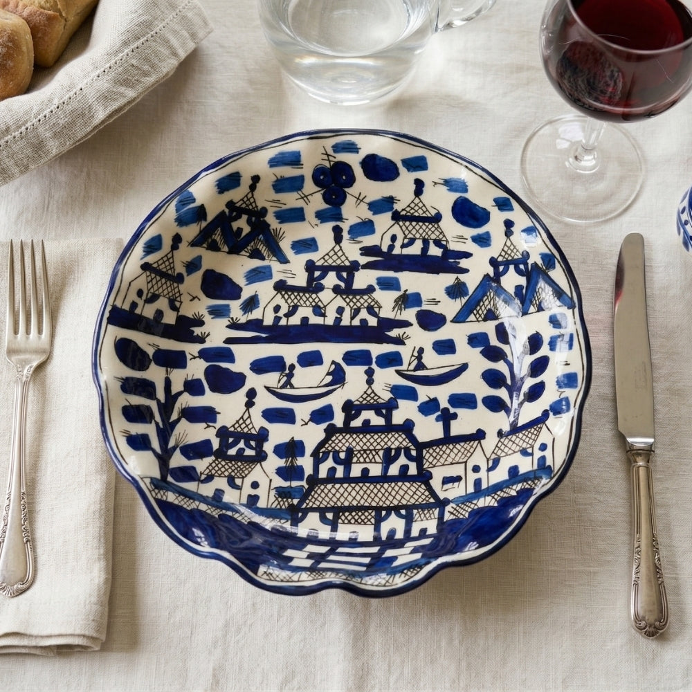 Chinese Ceramic Wavy Circular Platter