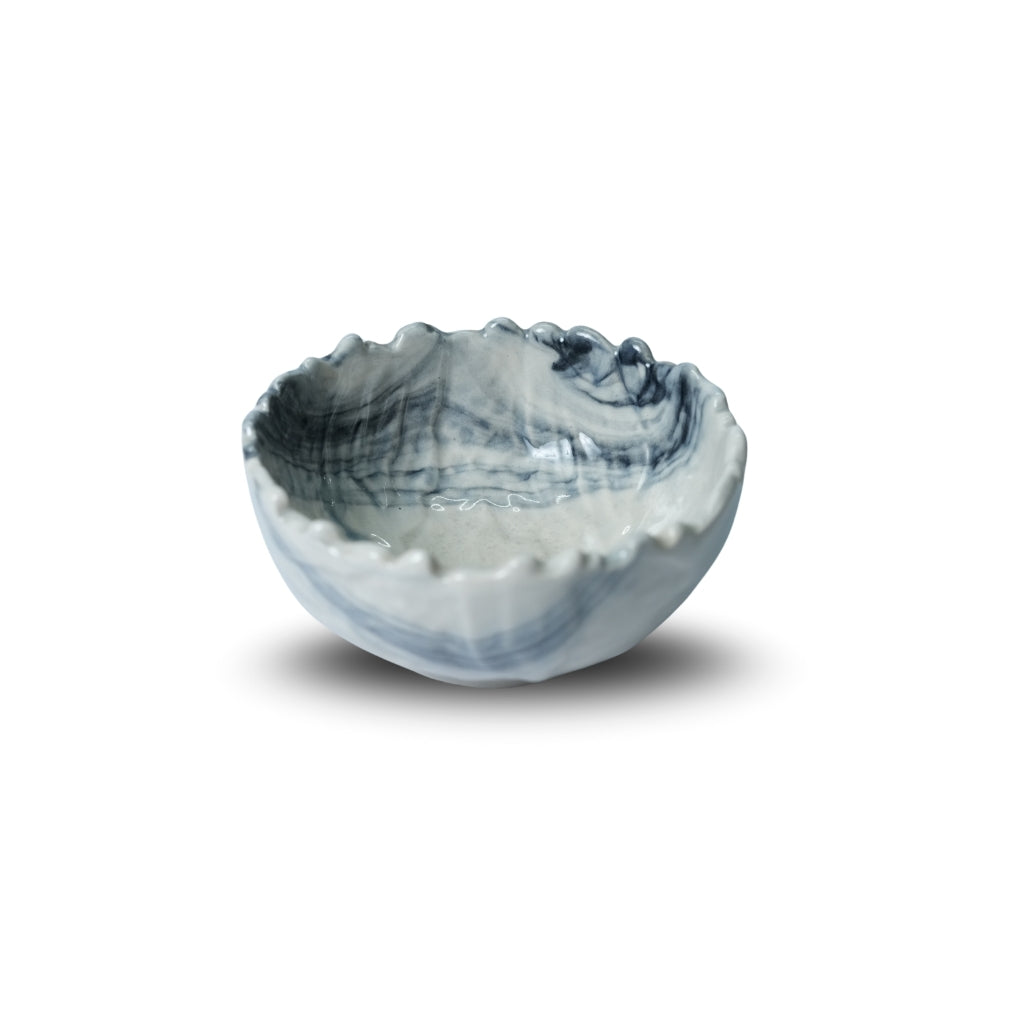 White Edge Ceramic Round Bowl Set of 2