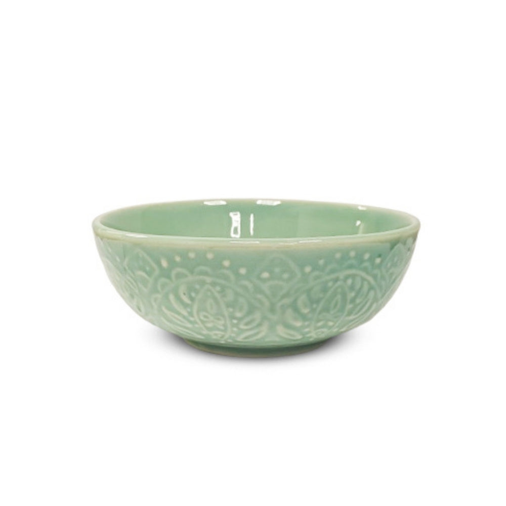 Turquoise Embossed Serving-S Bowl