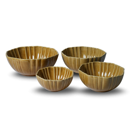 Mustard Ribbed Bowl Set of 4