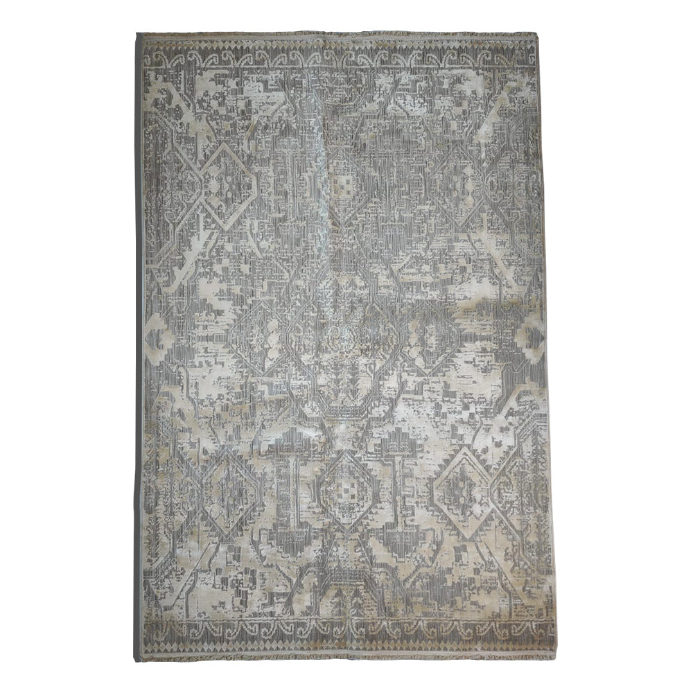 Modern Design Grey Silhouette Mosaic Silk Carpet