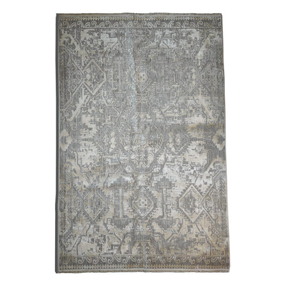 Modern Design Grey Silhouette Mosaic Silk Carpet