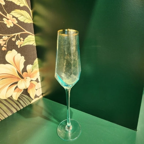 Aqua Gold Glass Goblet Set of 4