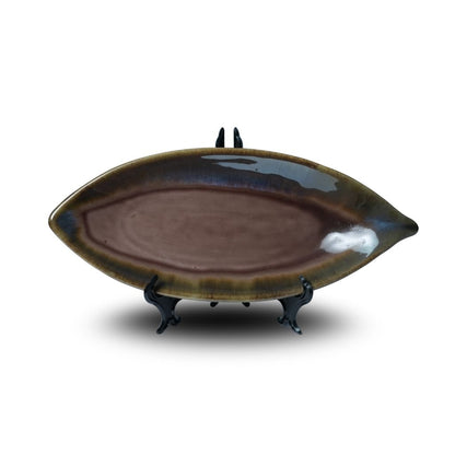 Brown Leaf Platter Set of 2