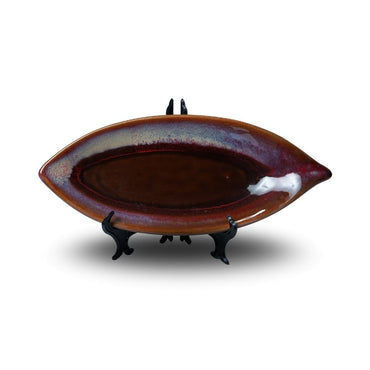 Dark Red Leaf Platter Set of 2