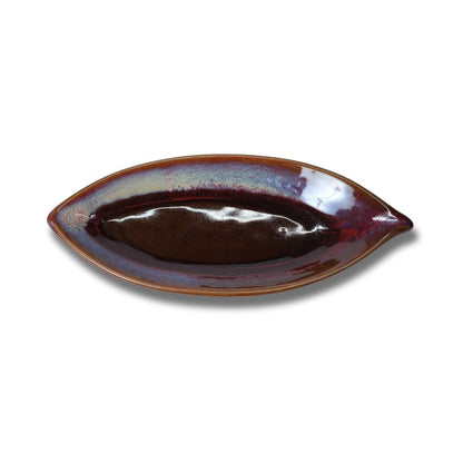 Dark Red Leaf Platter Set of 2