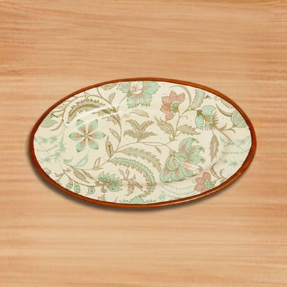 Sea Green Floral Oval Plate