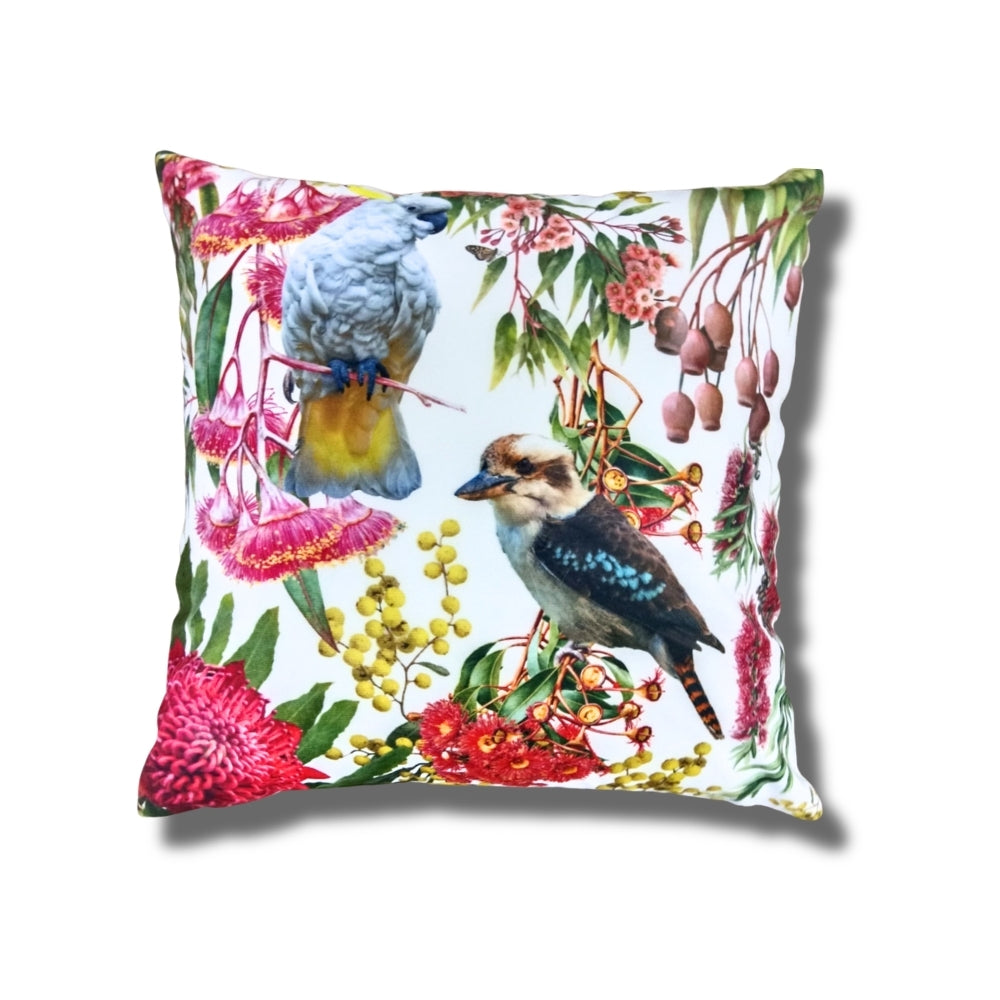 Printed Polyvelvet Birds of Eden Cushion Cover 45x45 cm