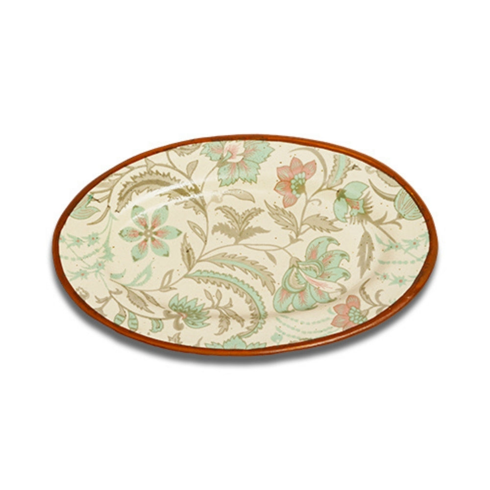Sea Green Floral Oval Plate