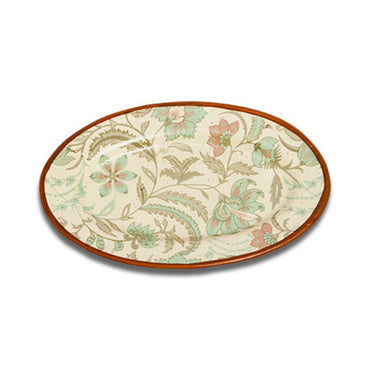 Sea Green Floral Oval Plate