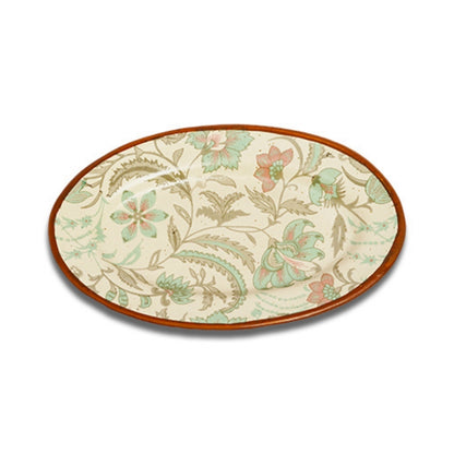 Sea Green Floral Oval Plate