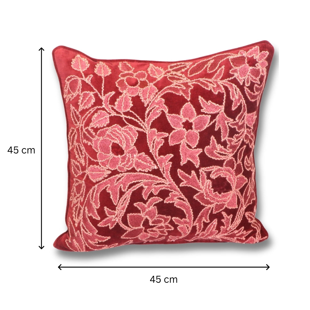 Cotton Velvet Crimson Red Royale Cushion Cover 45x45 cm