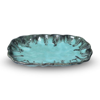 Crinkle Ocean Blue Platter Set of 2