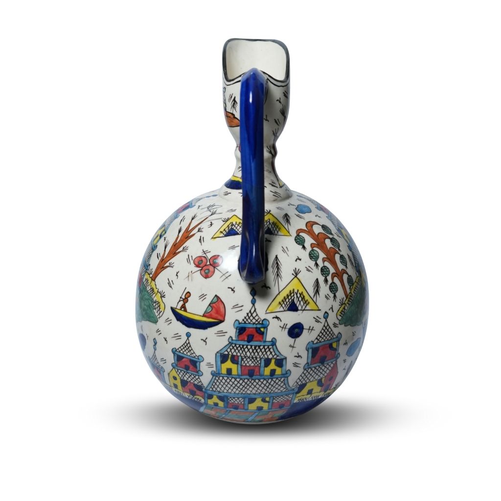 Multicolour Chinese Round Short Neck Pitcher