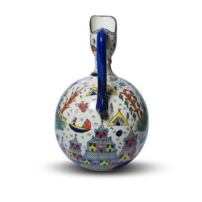 Multicolour Chinese Round Short Neck Pitcher