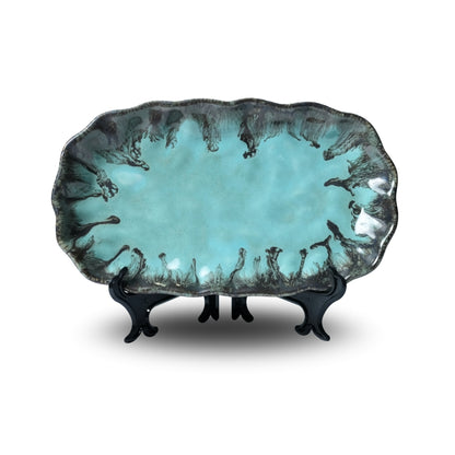 Crinkle Ocean Blue Platter Set of 2