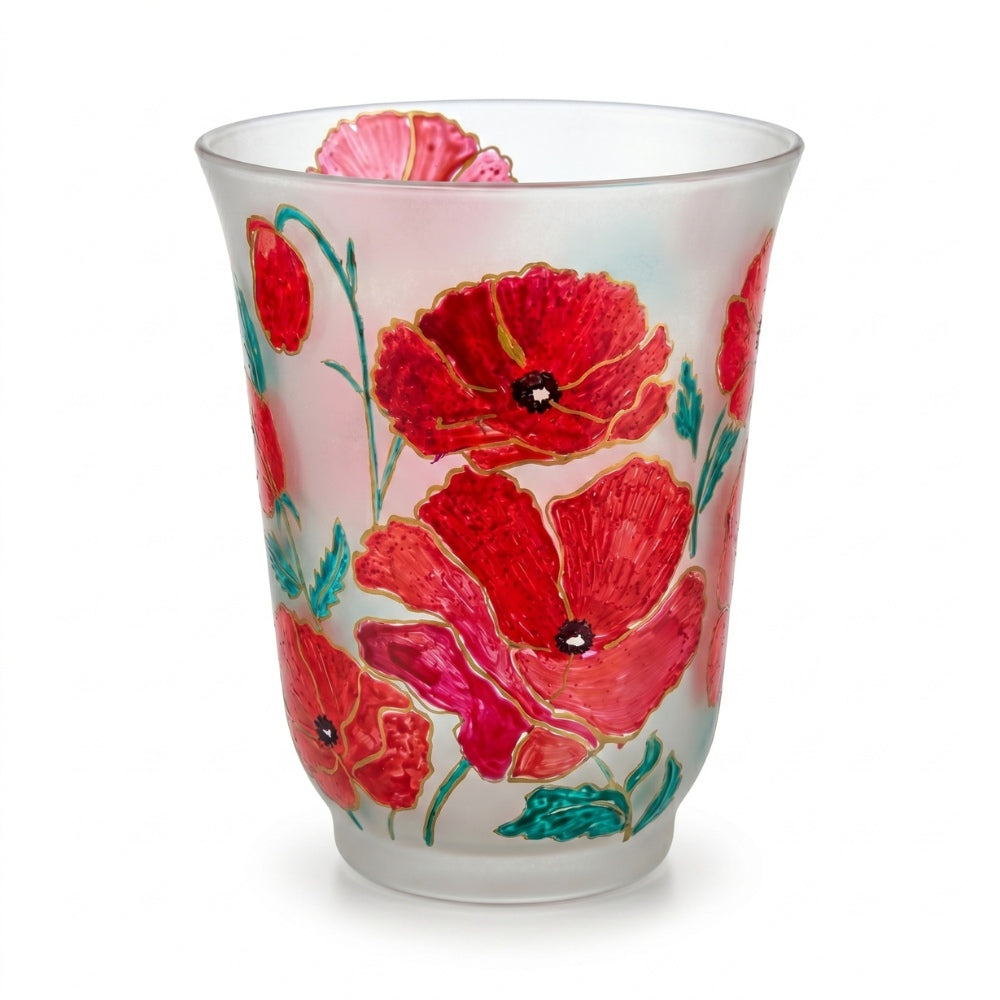 Gulmohar Red Decorative Floral Glass Vase