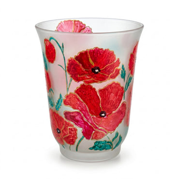 Gulmohar Red Decorative Floral Glass Vase