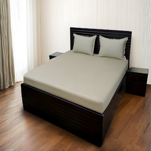 Royal Charm-Single Size Taupe Cotton Bedsheet Set