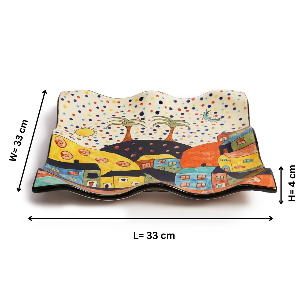 Turkish Ceramic Wavy Square Platter
