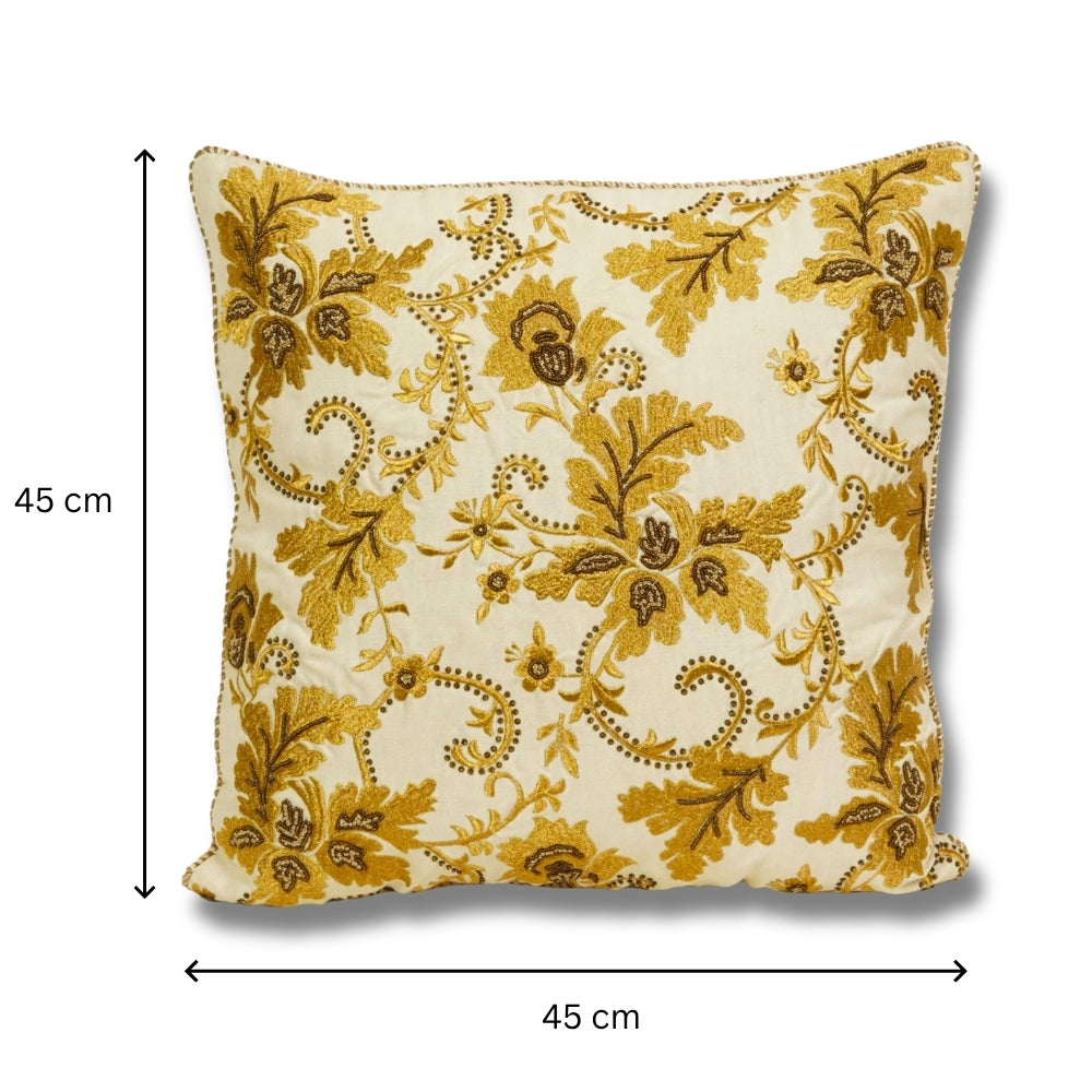 Golden Vine Cotton Chambray Cushion Cover 45x45 cm