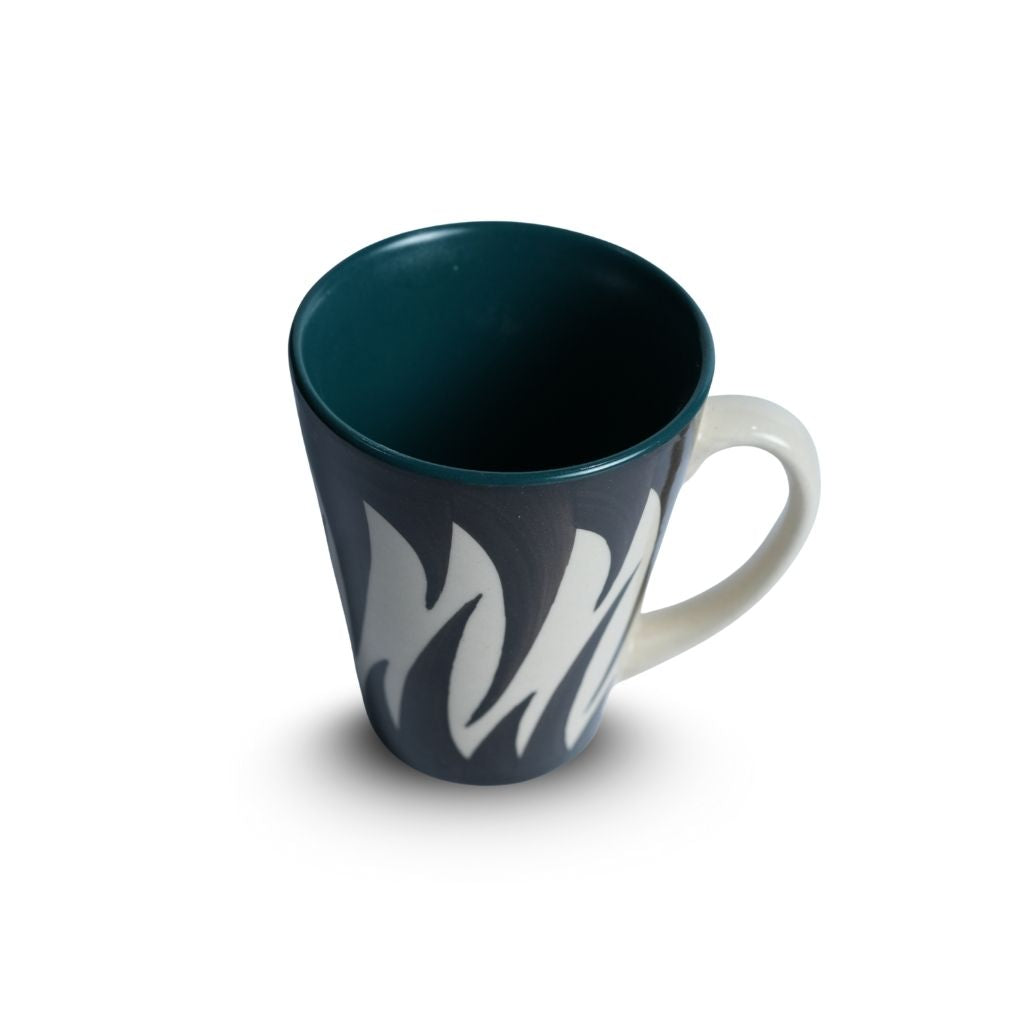Teal Green Edge Noir Fern Coffee Mug Set of 6