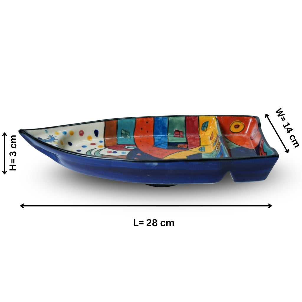 Turkish Ceramic Boat Platter Set of 2
