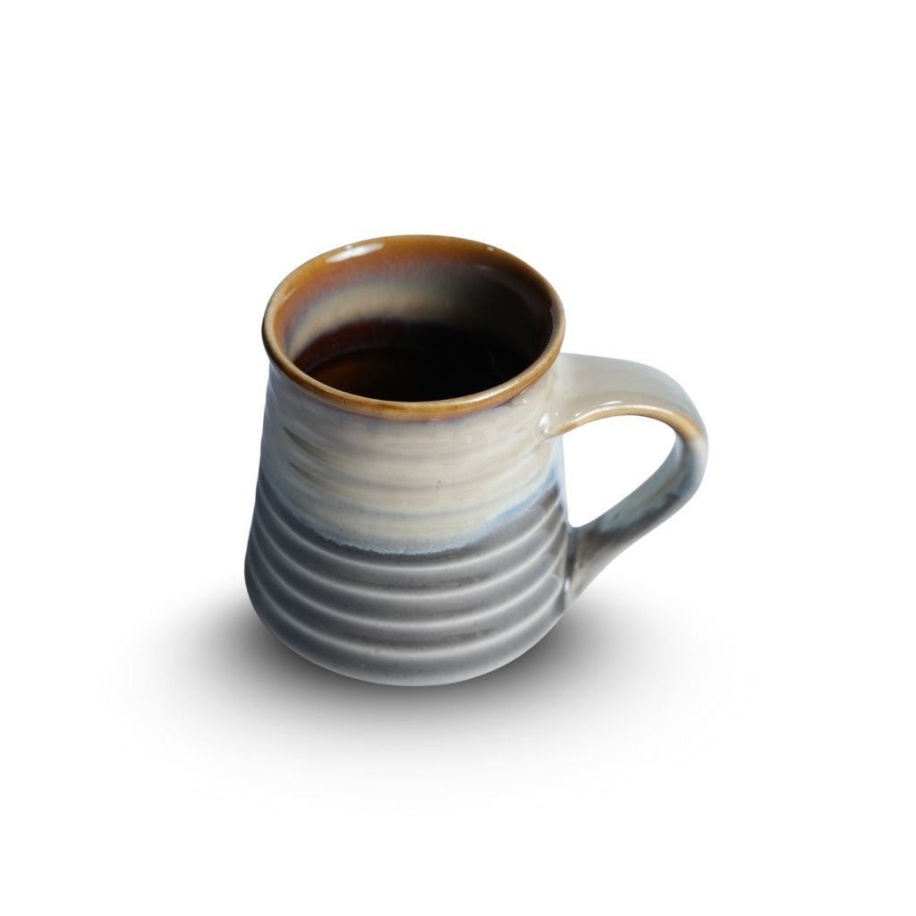 Dark Amber Edge Ribbed Mug Set of 6