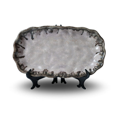 Crinkle Peach Beige Platter Set of 2