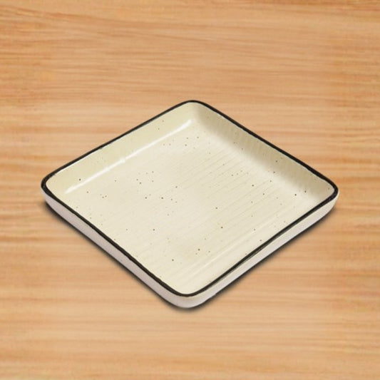 Cream Lined Pattern Square Dish Set of 2