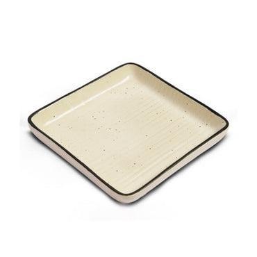 Cream Lined Pattern Square Dish Set of 2