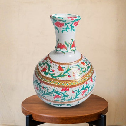 Gulmohar White Red Narrow Rim Vase