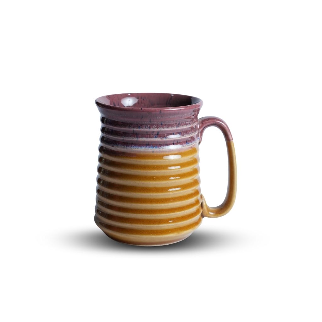 Plum Edge Gold Ribbed Jumbo Mug Set of 2