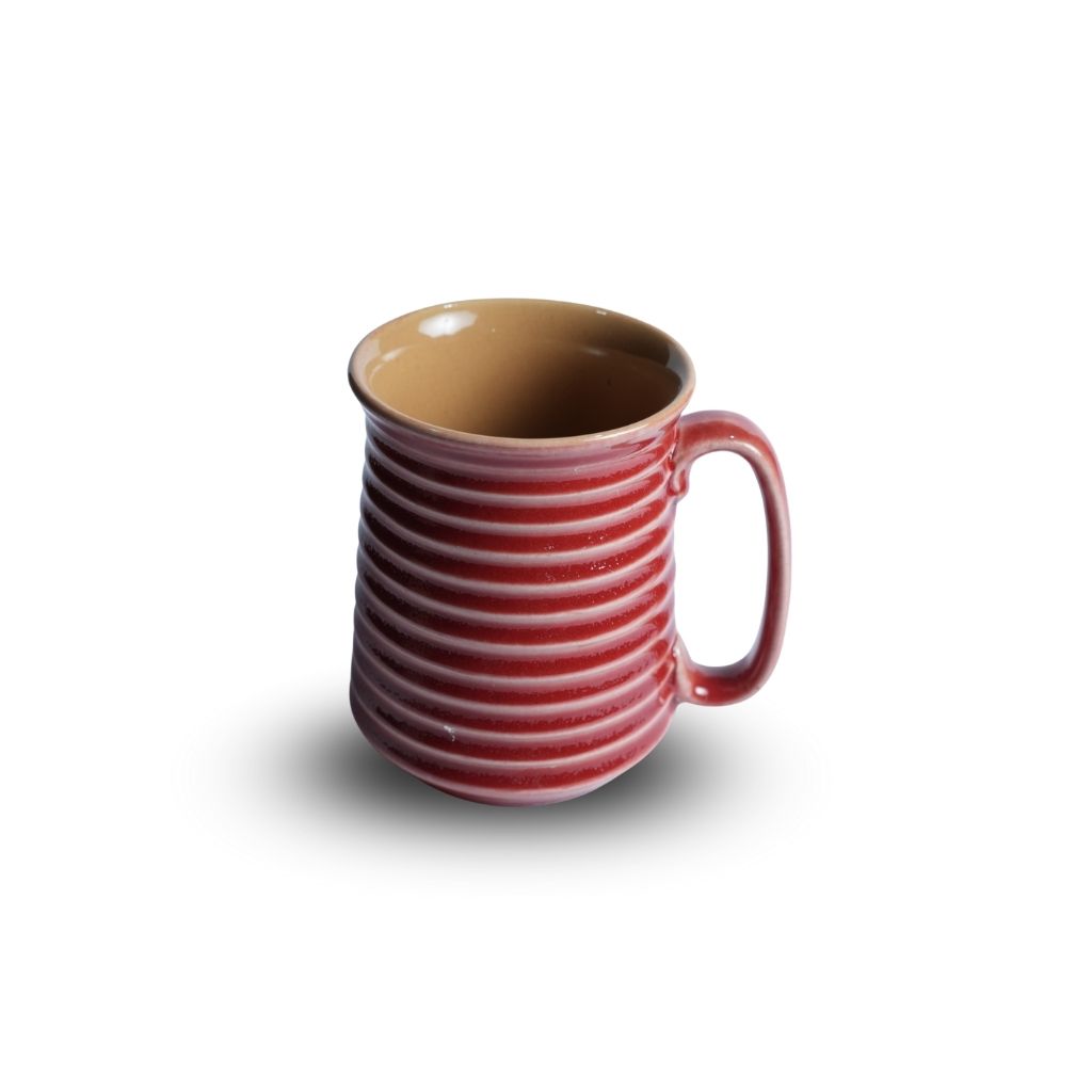 Crimson Red Ribbed Jumbo Mug Set of 2