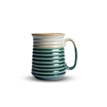 Brown Edge Green Ribbed Jumbo Mug Set of 2