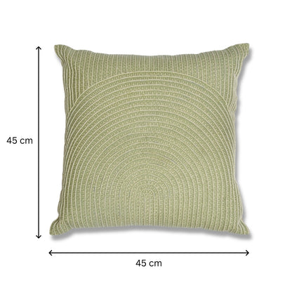Waves of Green - Square Light Green Cushion Cover with Arched Embroidery