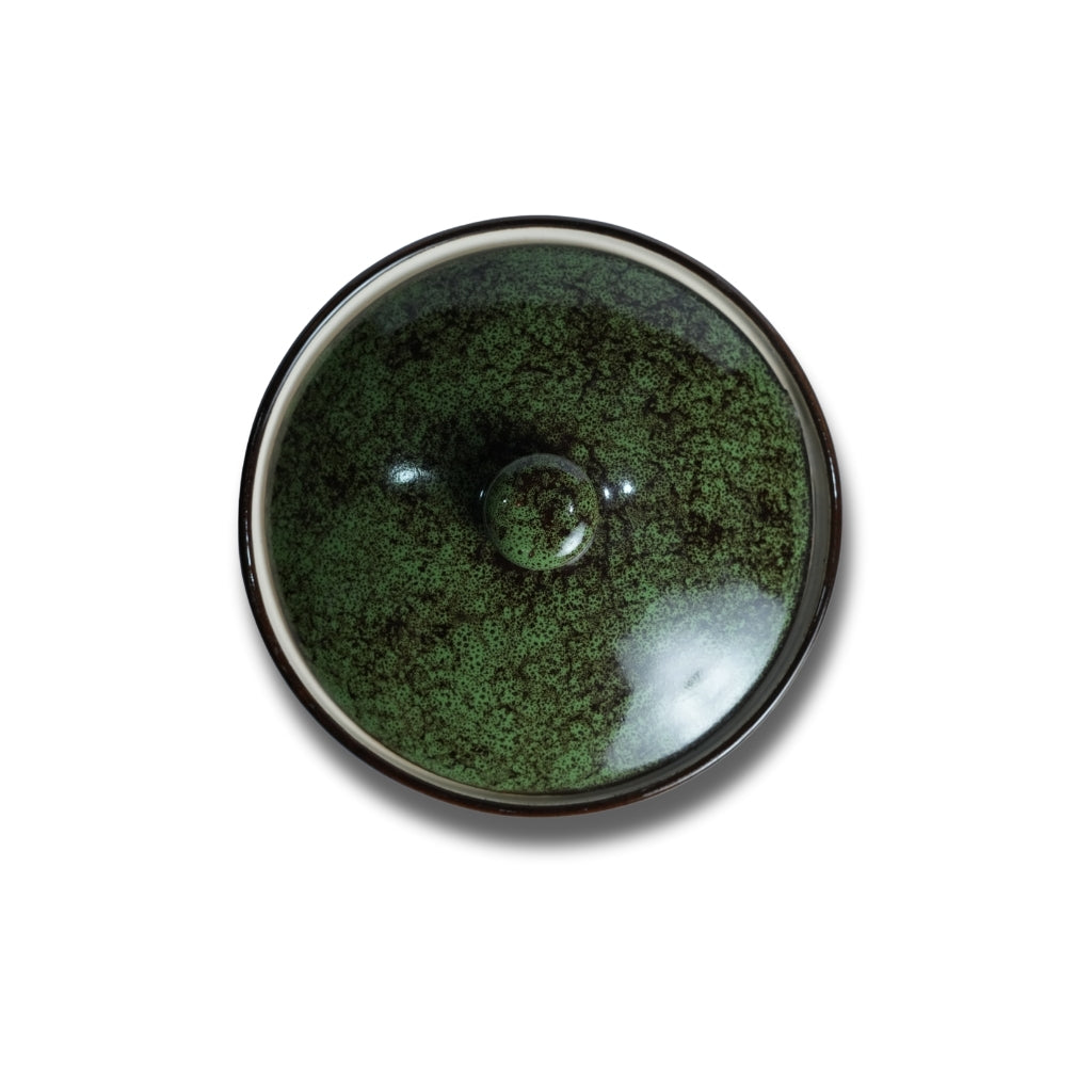 Emerald Green Ceramic Serving Pot with Lid Set of 2