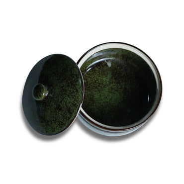 Emerald Green Ceramic Serving Pot with Lid Set of 2