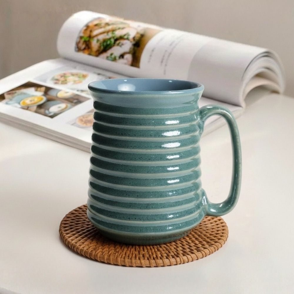 Sea Green Ribbed Jumbo Mug Set of 2