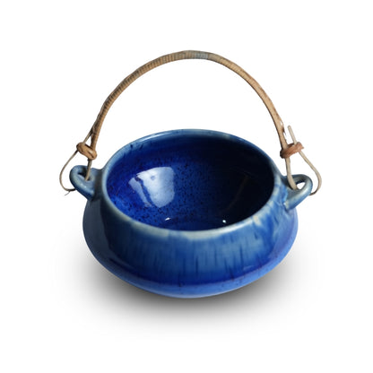 Blue Cane Handle Basket