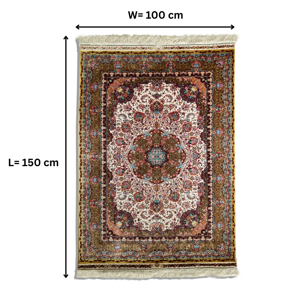 Nelofer Gardenia Silk Carpet - Classic Persian Floral Medallion Rug
