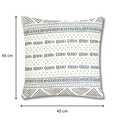 وسادة Inca Blue- مربعة عاجية مع تطريز Inca مستوحى من الأزرق