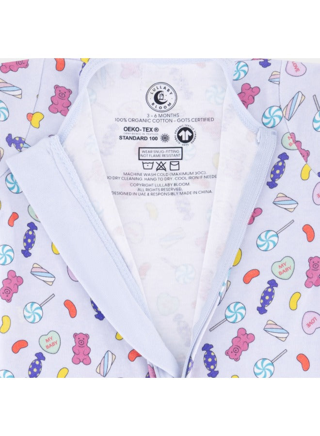 Baby Boys and Girls Candy 100% Organic Cotton Loose Fit Peek-a-Boo Flap Sleepsuit