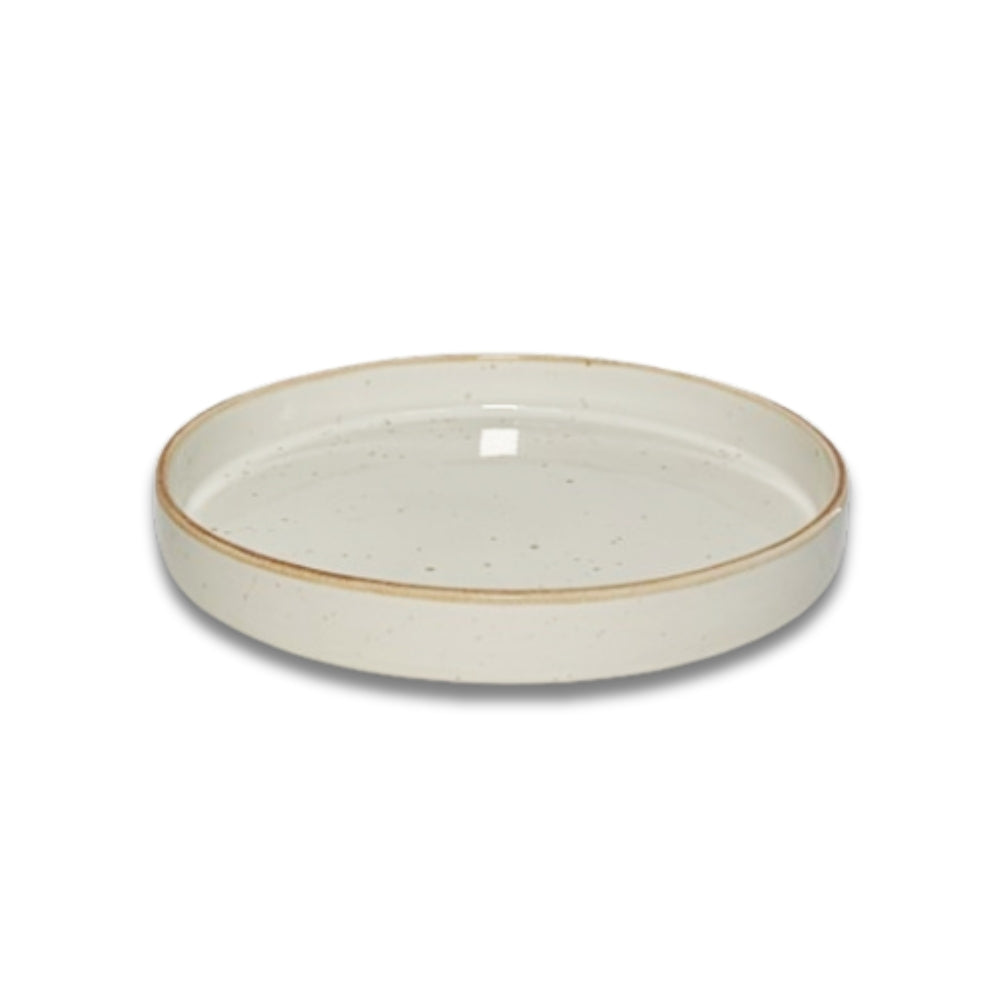 Brown Edged Cream Deep Plate