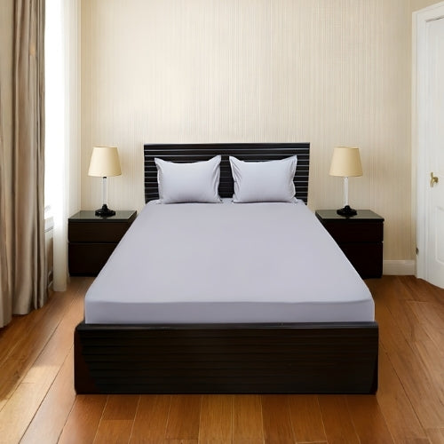 Royal Charm-Single Size Light Grey Cotton Bedsheet Set
