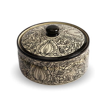 Kalamkari Ceramic Serving Pot with Lid Set of 2