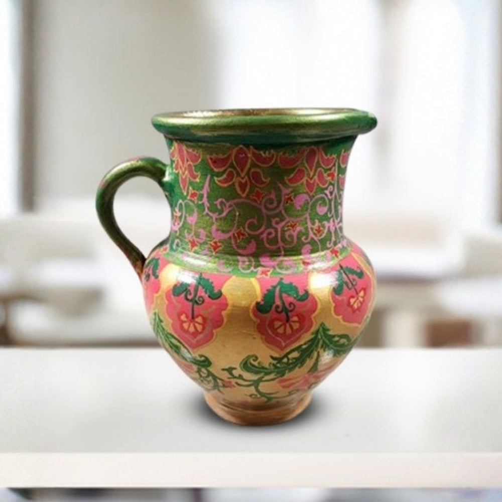 Sahra Golden Green Arabian Broad Rim Vase